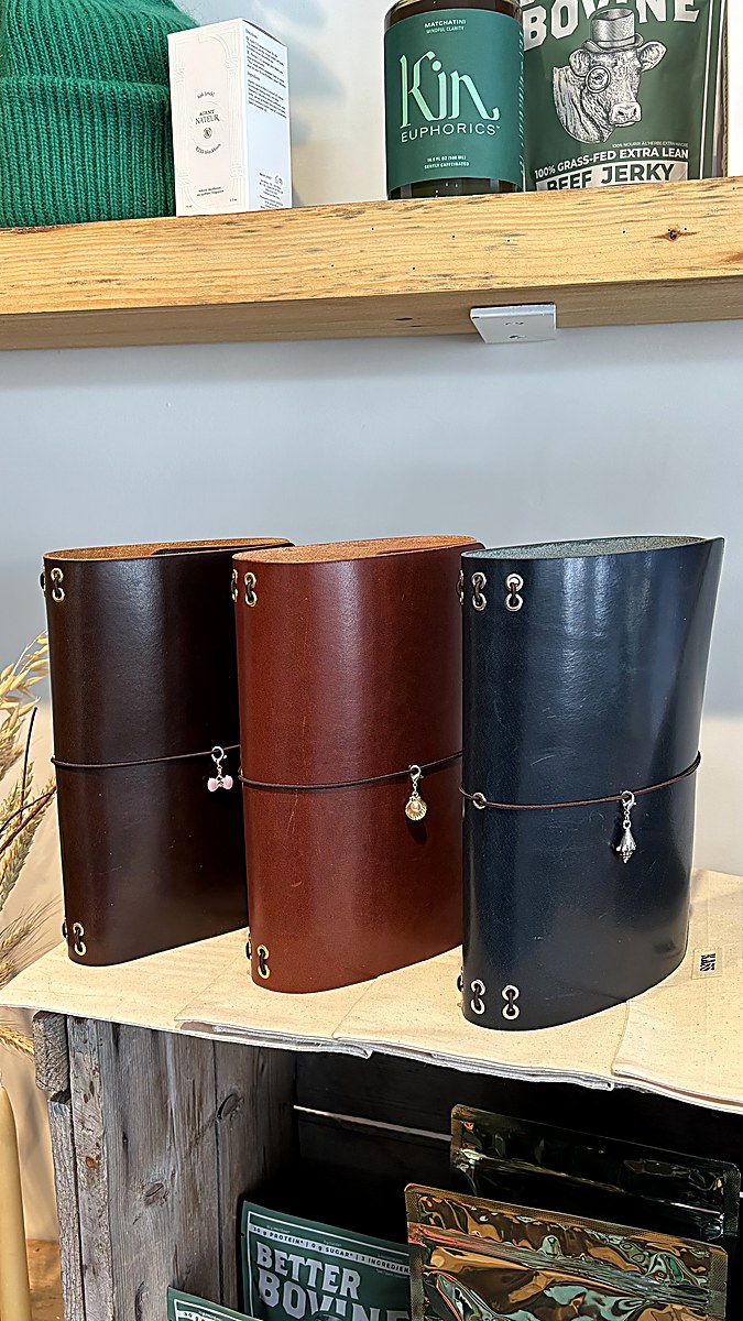 Forest green journal in Kass branded box